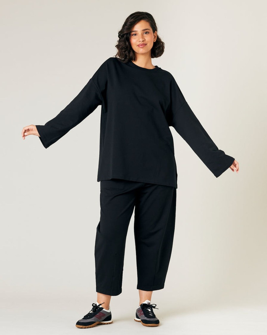 Tops & Bottoms Beyond Nine | Huxley Cotton Jersey Top Black