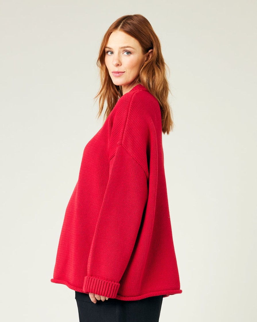 Tops & Bottoms Beyond Nine | Avery Knitted Cotton Jumper Ruby