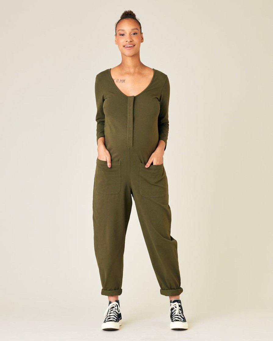 Jumpsuits & Dresses Beyond Nine | Margot Cotton Jersey Jumpsuit Olive