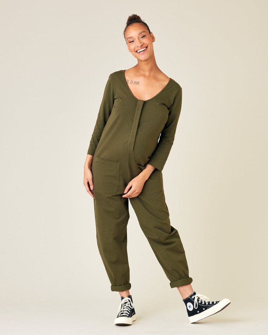 Jumpsuits & Dresses Beyond Nine | Margot Cotton Jersey Jumpsuit Olive