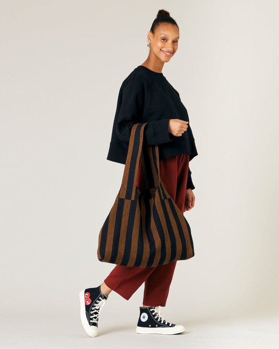 Nightwear & Accessories Beyond Nine | Billie Bag Rust And Black Stripe Linen