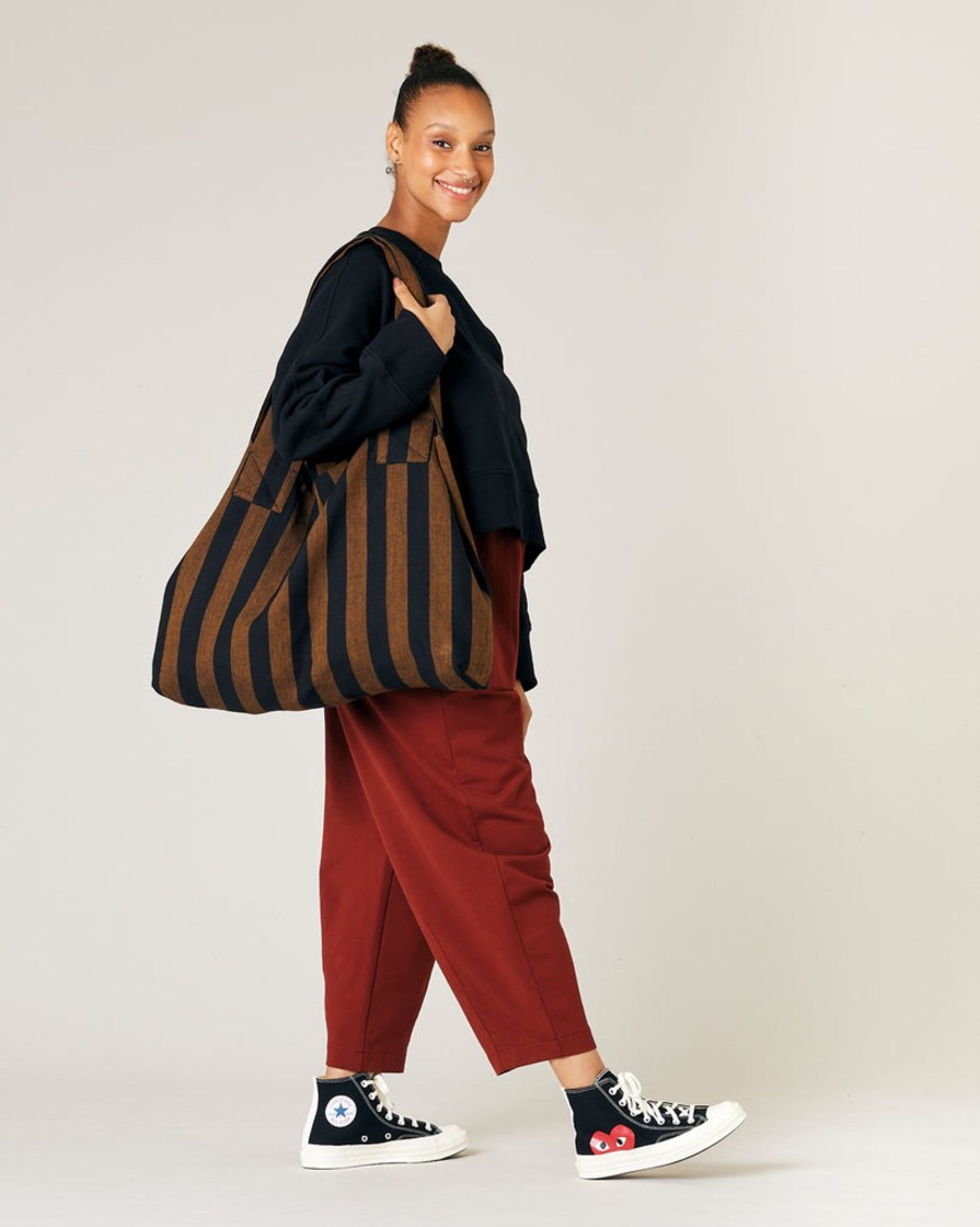 Nightwear & Accessories Beyond Nine | Billie Bag Rust And Black Stripe Linen