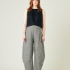 Tops & Bottoms Beyond Nine | Daisy Stone Micro Gingham Linen Trousers Black