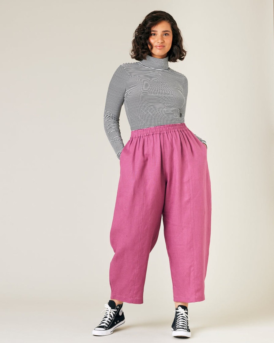 Tops & Bottoms Beyond Nine | Mabel Linen Trousers Dahlia Pink