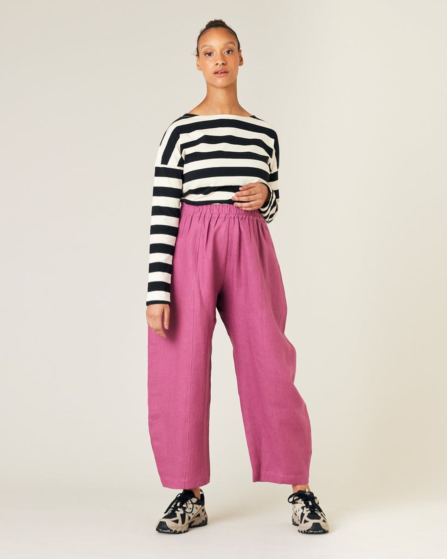 Tops & Bottoms Beyond Nine | Mabel Linen Trousers Dahlia Pink