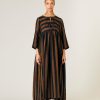 Jumpsuits & Dresses Beyond Nine | Willow Dress Rust And Black Stripe Linen