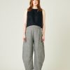 Tops & Bottoms Beyond Nine | Daisy Stone Micro Gingham Linen Trousers Black