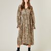 Jumpsuits & Dresses Beyond Nine | Finley Cupro Wrap Dress Leopard Print