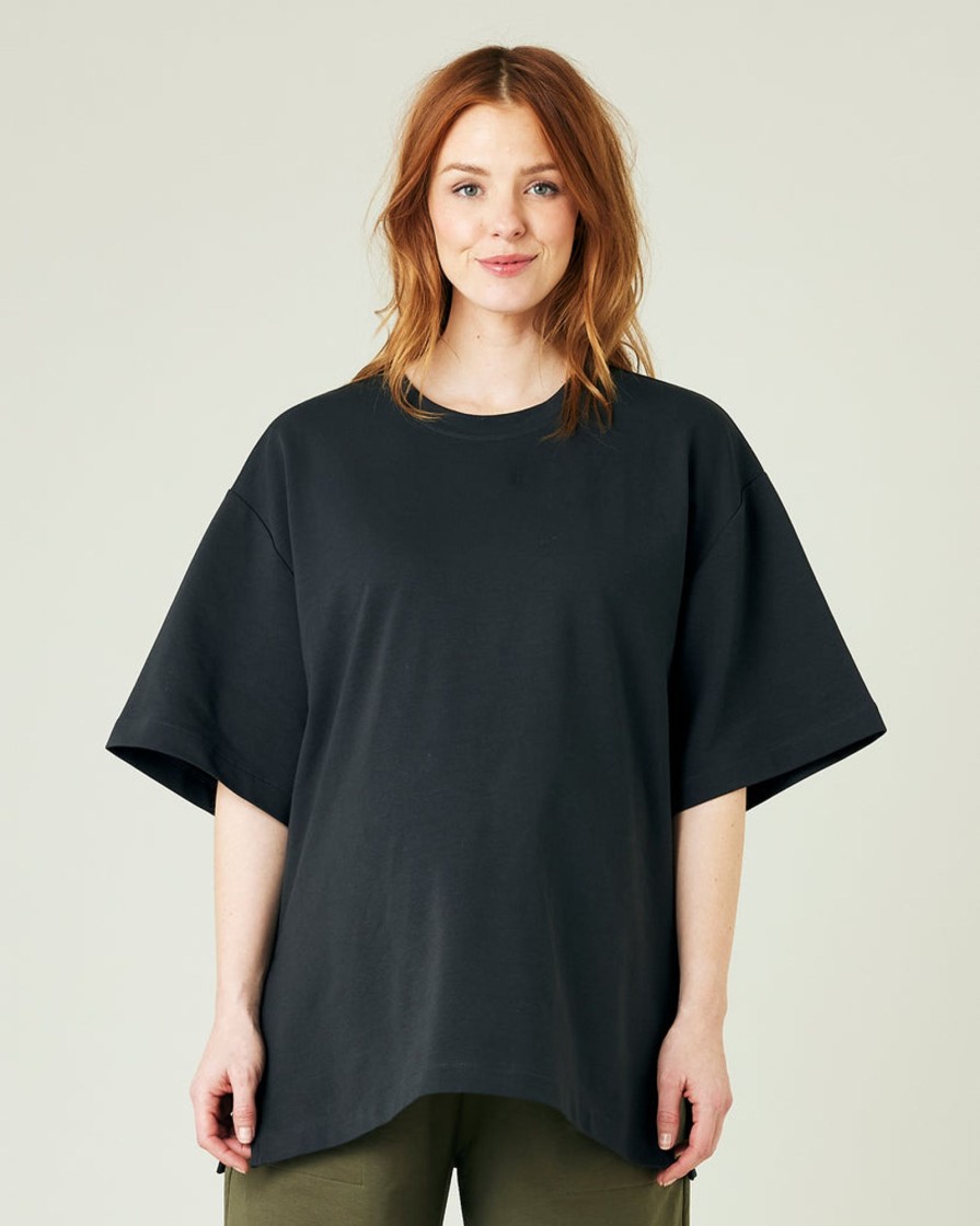 Tops & Bottoms Beyond Nine | Jude Cotton Jersey Short Drop Sleeve Top Slate