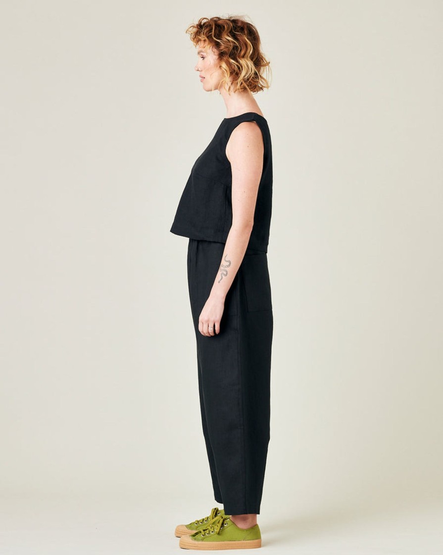 Tops & Bottoms Beyond Nine | Huxley Linen Trousers Black