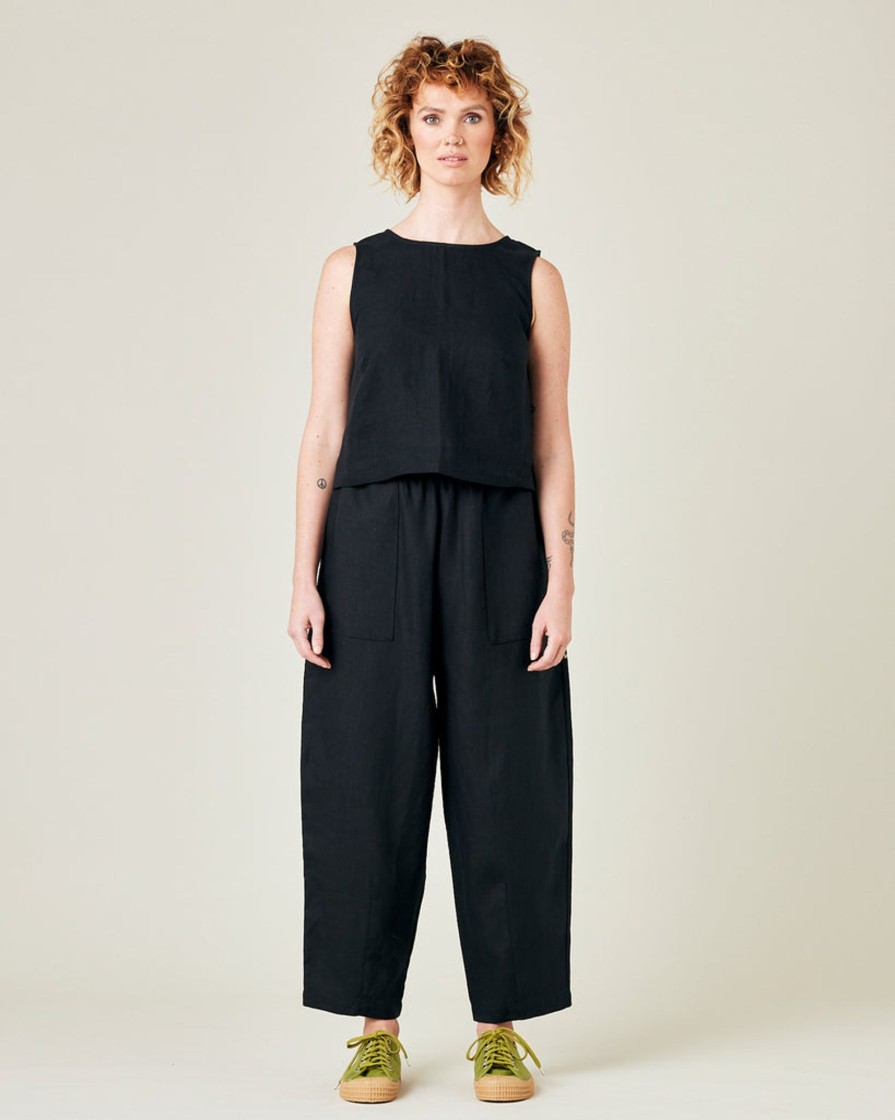 Tops & Bottoms Beyond Nine | Huxley Linen Trousers Black