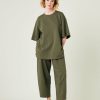 Tops & Bottoms Beyond Nine | Huxley Olive Cotton Jersey Trousers Slate