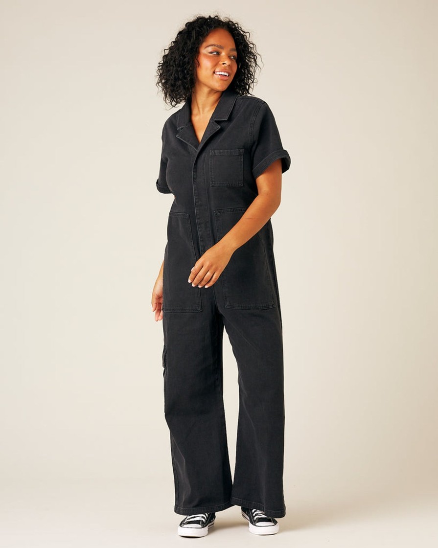 Jumpsuits & Dresses Beyond Nine | Charlie Denim Jumpsuit Washed Black