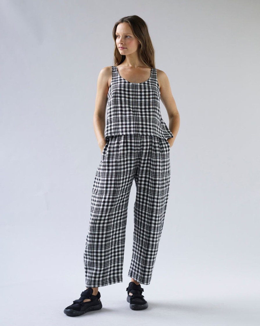 Tops & Bottoms Beyond Nine | Nora Top Mono Check