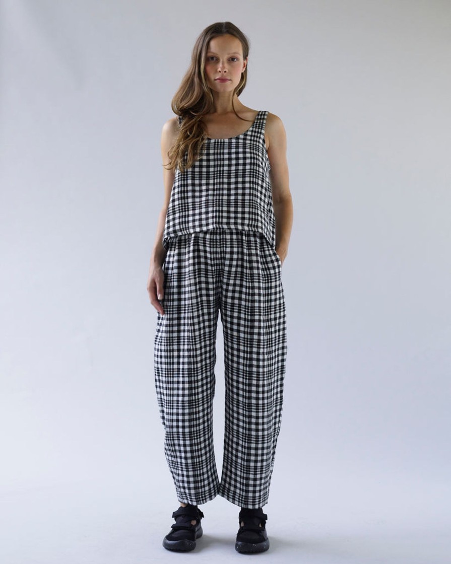 Tops & Bottoms Beyond Nine | Nora Top Mono Check