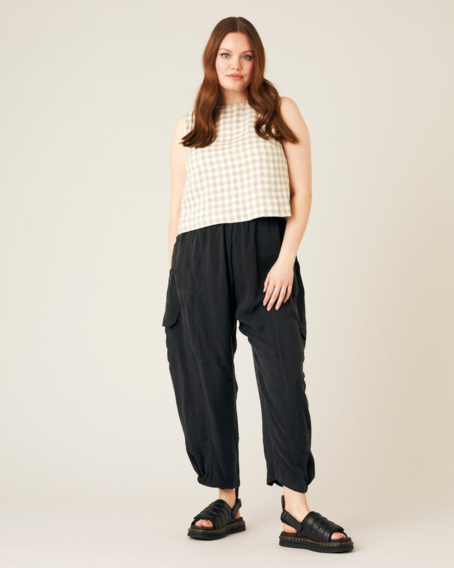 Tops & Bottoms Beyond Nine | Esme Linen Top Natural Gingham