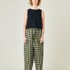 Tops & Bottoms Beyond Nine | Huxley Olive, Black & Ecru Check Linen Trousers Olive, Black And Ecru