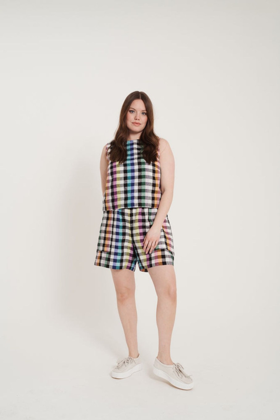 Tops & Bottoms Beyond Nine | Ari Shorts Big Rainbow Gingham