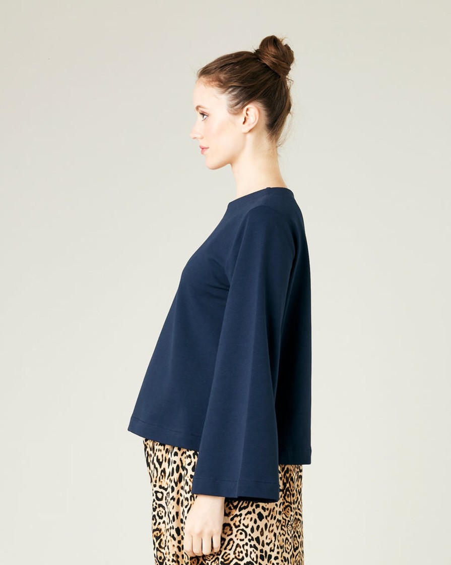 Tops & Bottoms Beyond Nine | Wren Cotton Jersey Top Navy