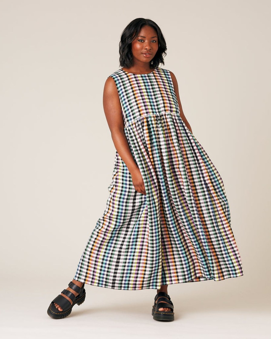 Jumpsuits & Dresses Beyond Nine | Quinn Dress - Small Rainbow Check Rainbow Gingham