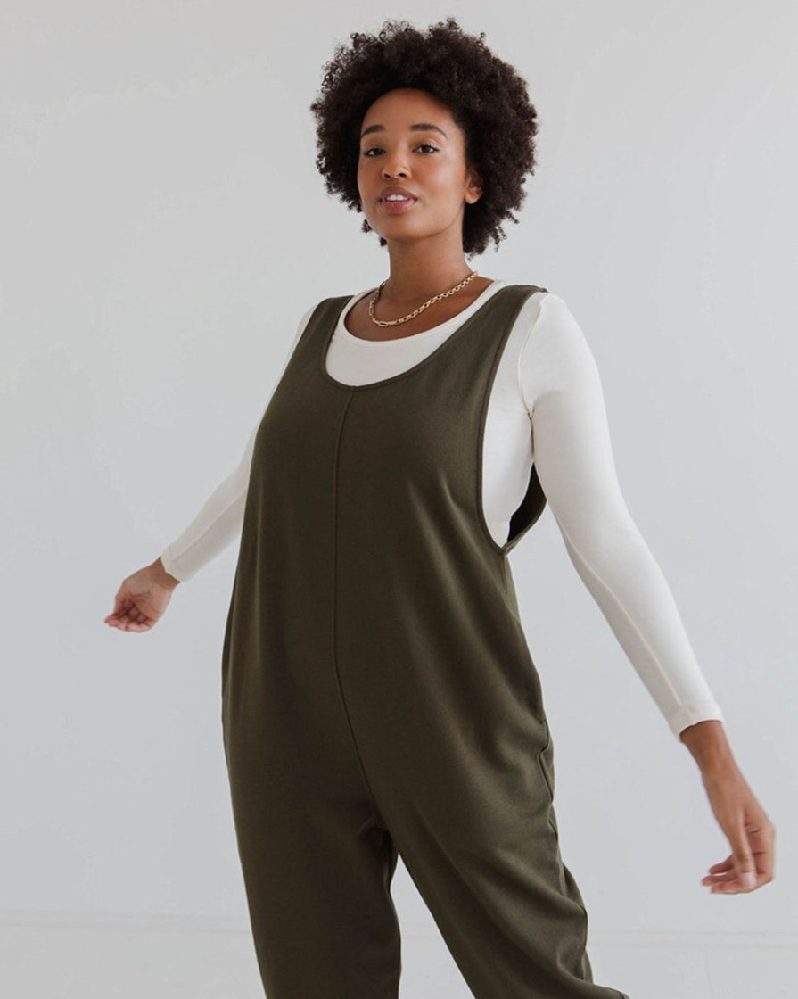 Jumpsuits & Dresses Beyond Nine | Laura 100% Organic Cotton Jumpsuit Olive