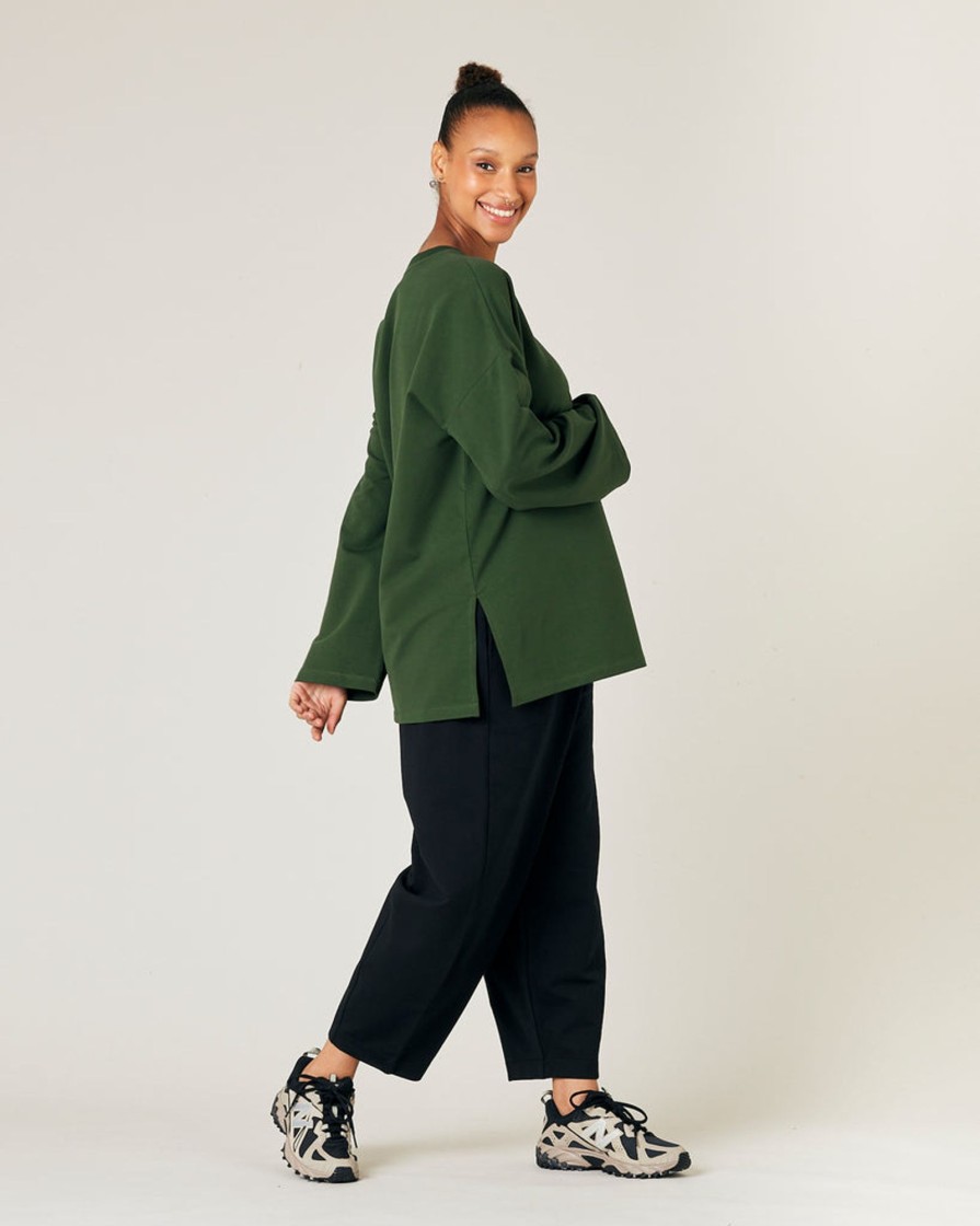 Tops & Bottoms Beyond Nine | Huxley Cotton Jersey Top Kombu Green