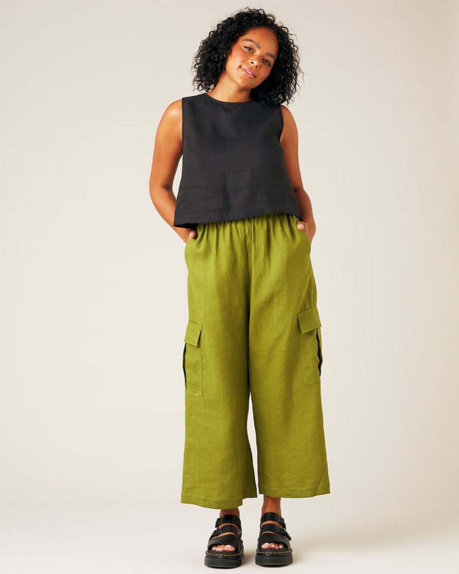 Tops & Bottoms Beyond Nine | Orla Wide Leg Linen Trousers Pea Pod