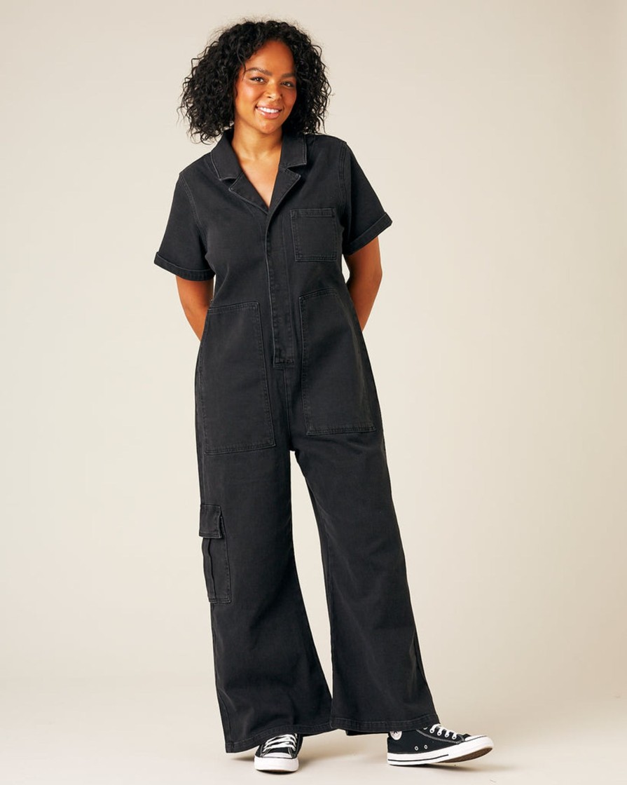 Jumpsuits & Dresses Beyond Nine | Charlie Denim Jumpsuit Washed Black