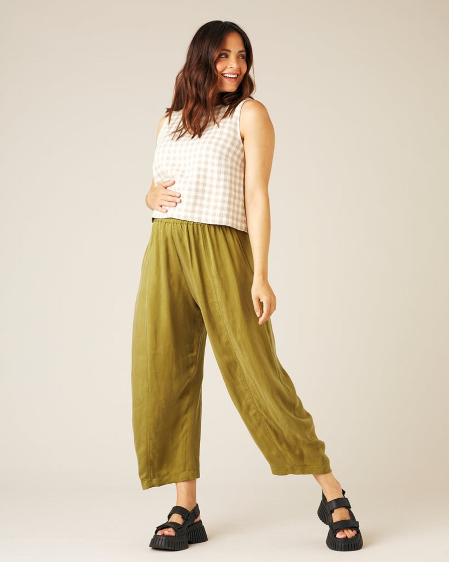 Tops & Bottoms Beyond Nine | Mabel Cupro Trouser Olive Oil