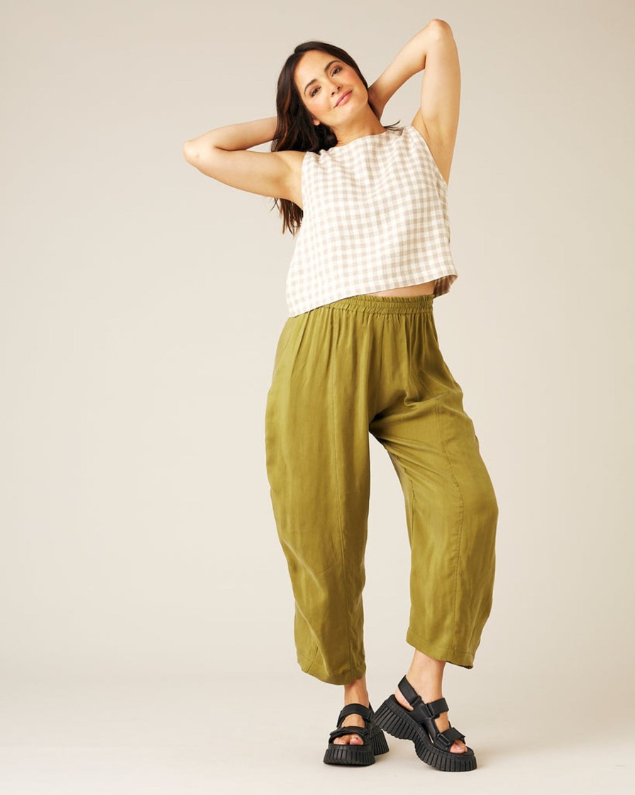 Tops & Bottoms Beyond Nine | Mabel Cupro Trouser Olive Oil