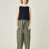 Tops & Bottoms Beyond Nine | Huxley Olive, Black & Ecru Check Linen Trousers Olive, Black And Ecru