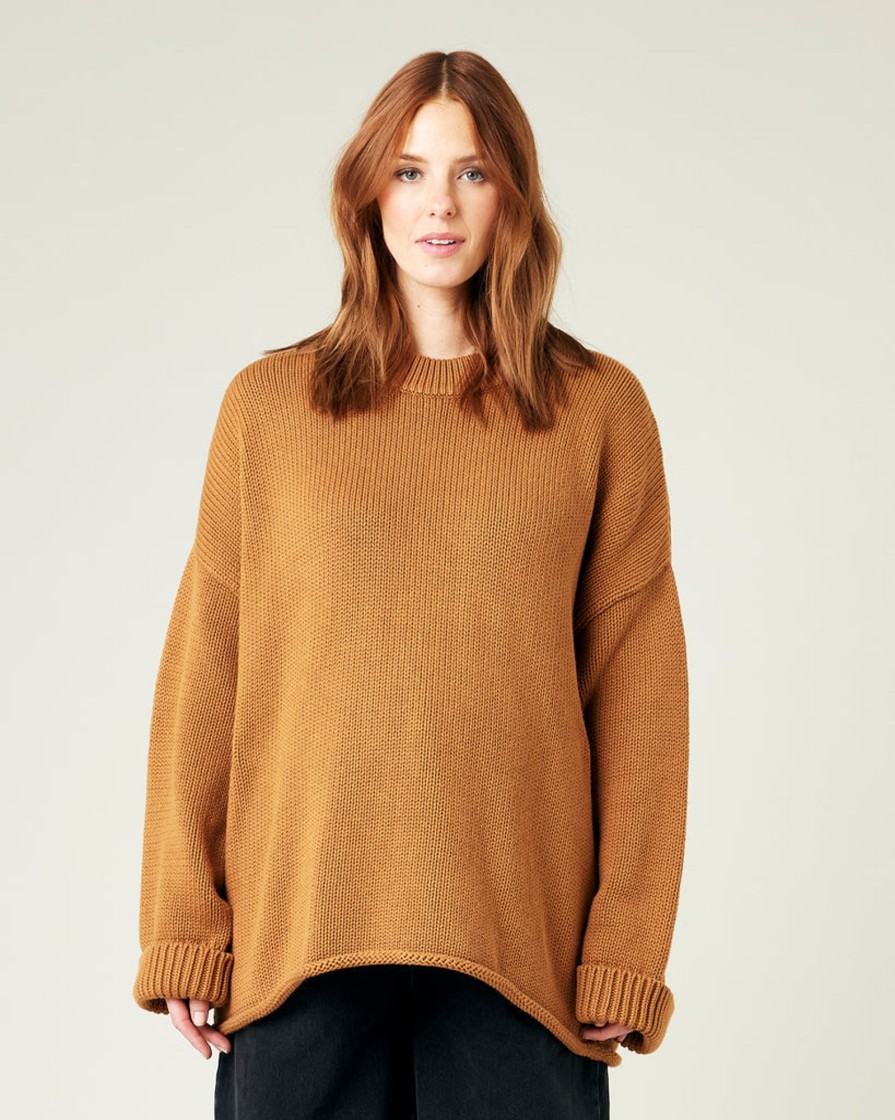 Tops & Bottoms Beyond Nine | Avery Knitted Cotton Jumper Camel