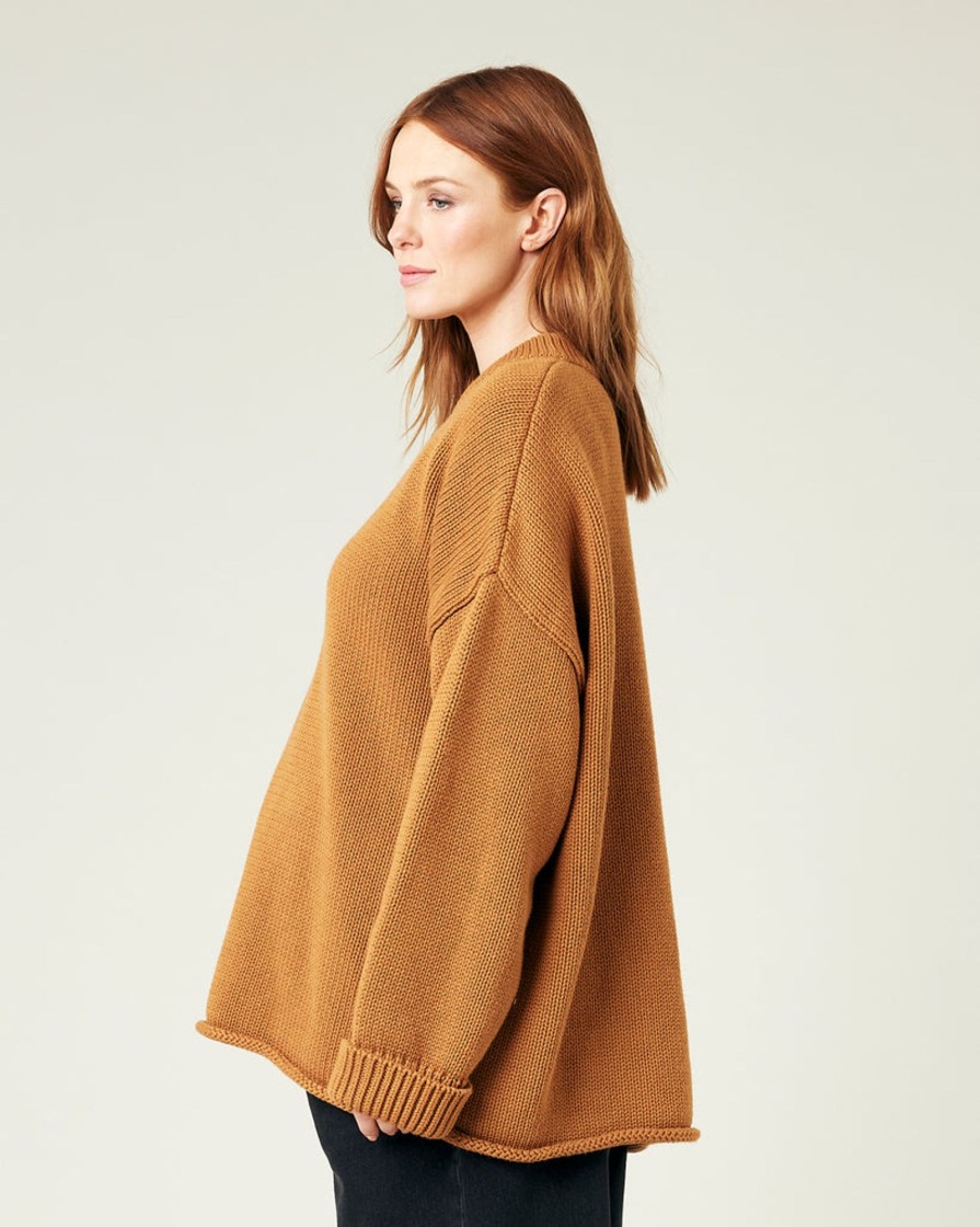 Tops & Bottoms Beyond Nine | Avery Knitted Cotton Jumper Camel