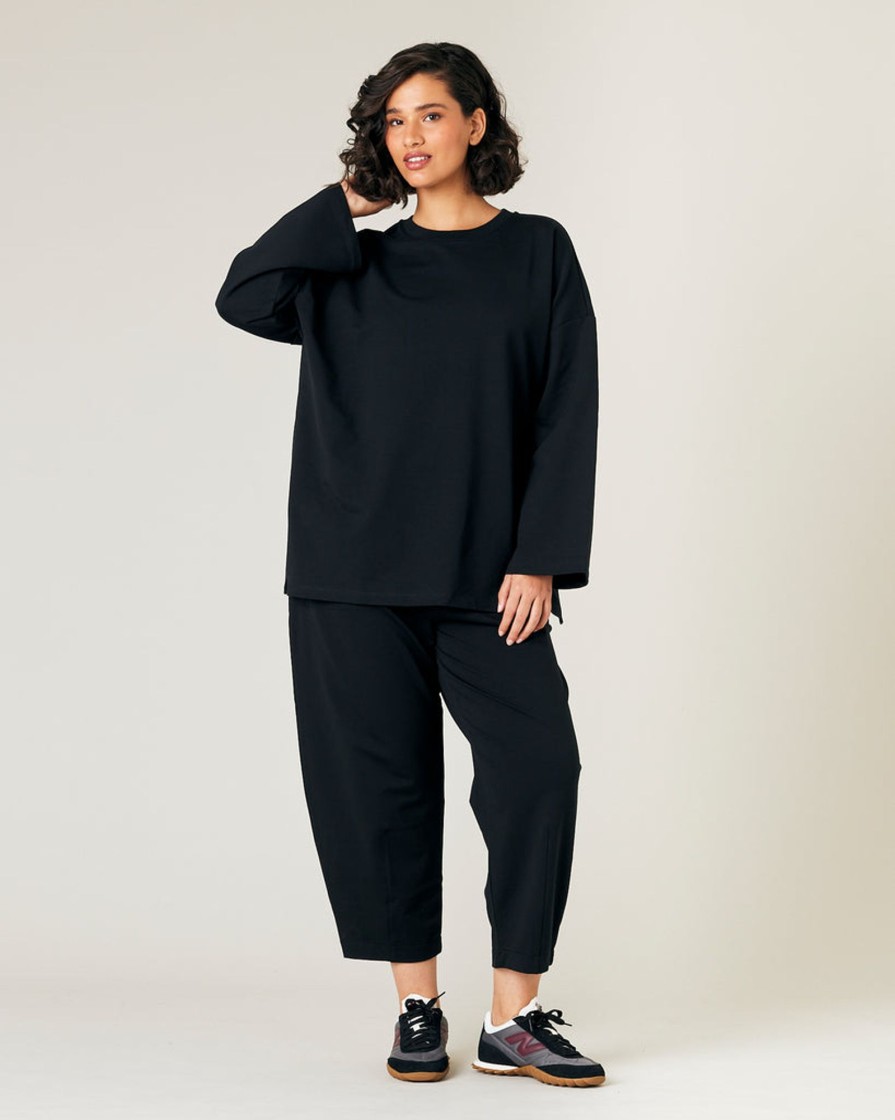 Tops & Bottoms Beyond Nine | Huxley Cotton Jersey Top Black