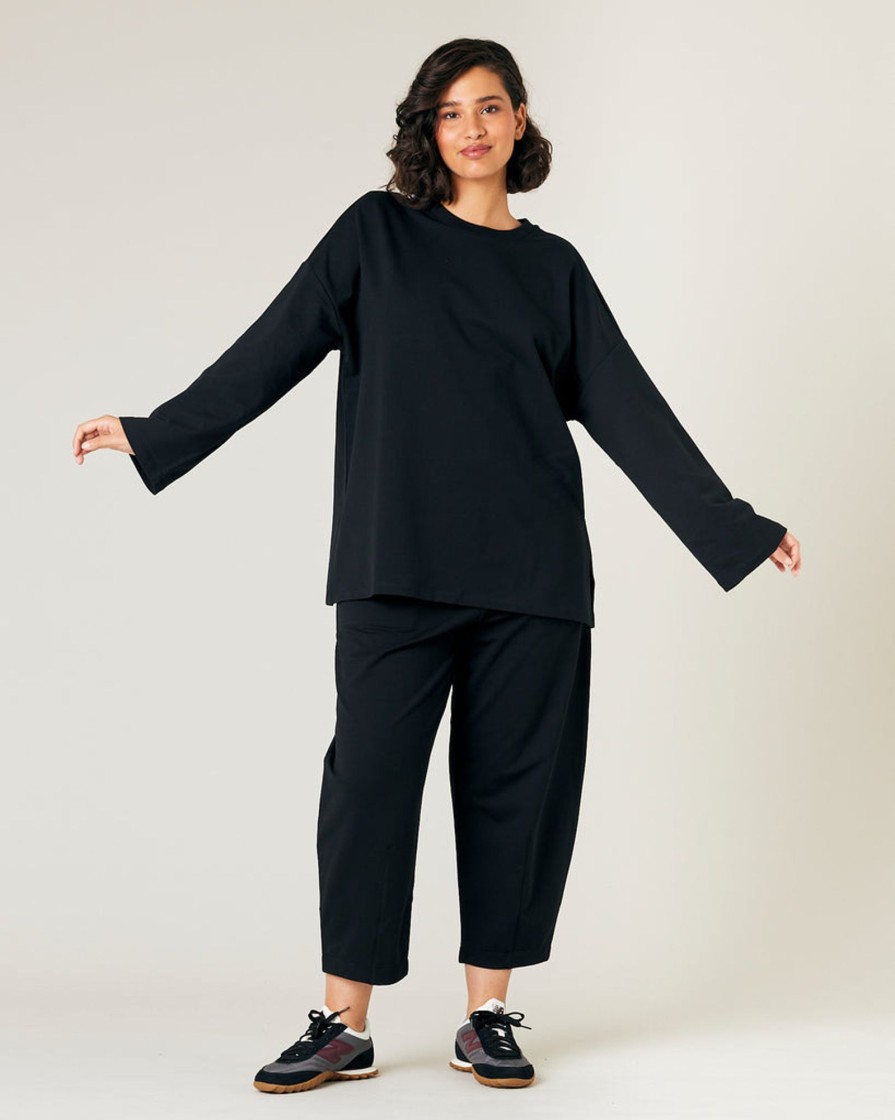 Tops & Bottoms Beyond Nine | Huxley Cotton Jersey Top Black