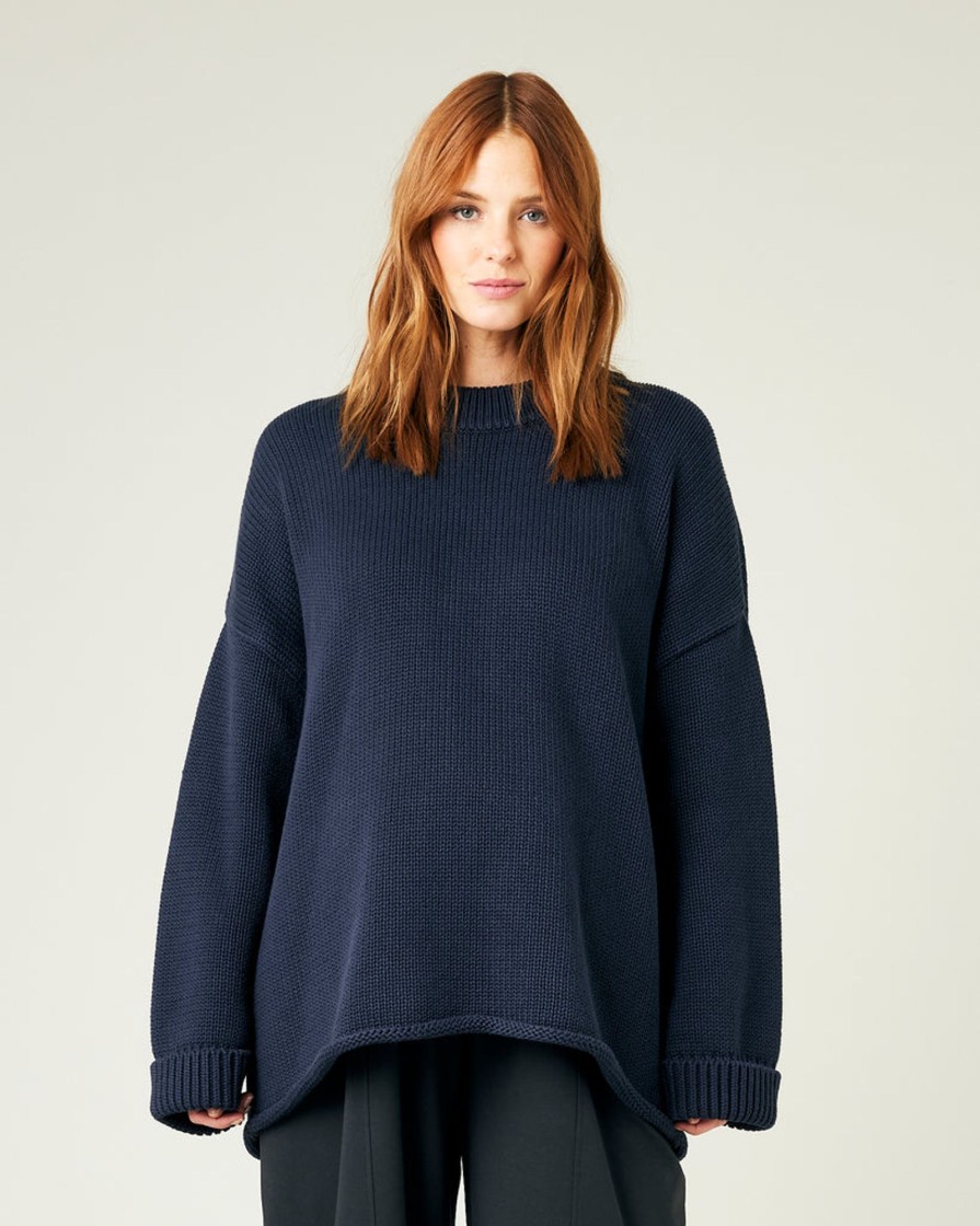 Tops & Bottoms Beyond Nine | Avery Knitted Cotton Jumper Navy