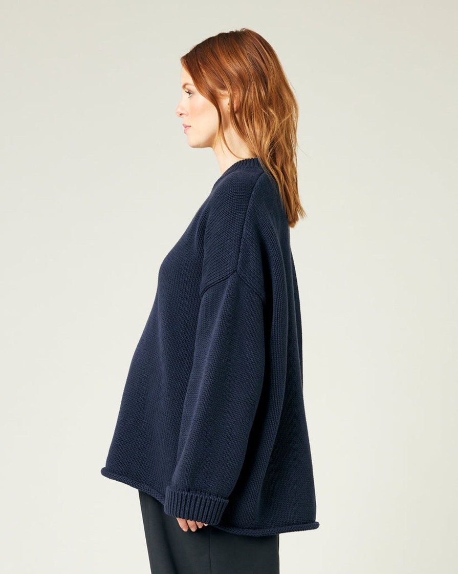 Tops & Bottoms Beyond Nine | Avery Knitted Cotton Jumper Navy