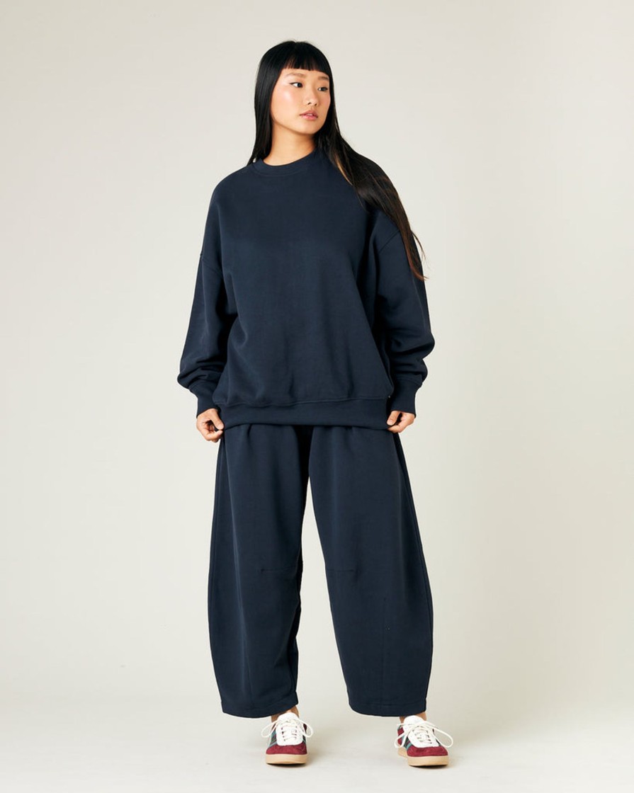 Tops & Bottoms Beyond Nine | Daisy Organic Cotton Jersey Trousers Navy