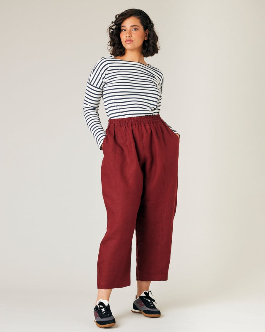 Tops & Bottoms Beyond Nine | Mabel Linen Trousers Brick