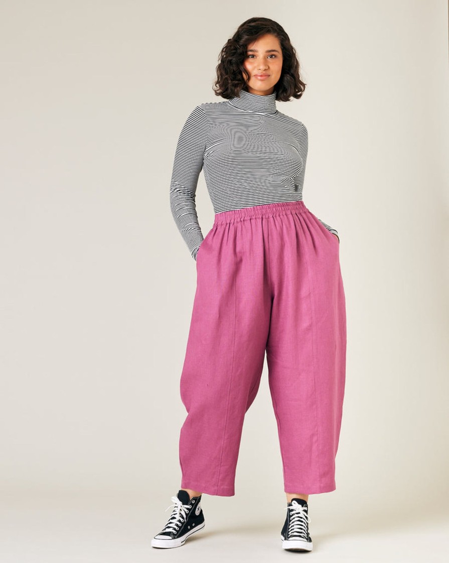 Tops & Bottoms Beyond Nine | Mabel Linen Trousers Dahlia Pink