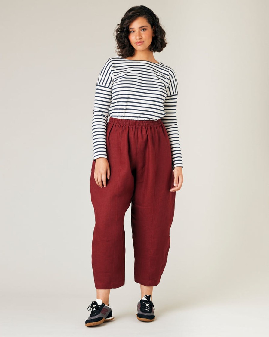 Tops & Bottoms Beyond Nine | Mabel Linen Trousers Brick