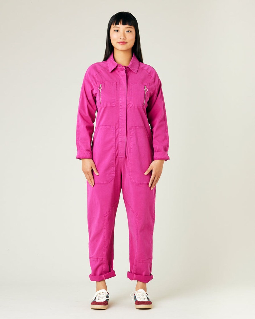 Jumpsuits & Dresses Beyond Nine | Hallie Cotton Coverall Fuchsia