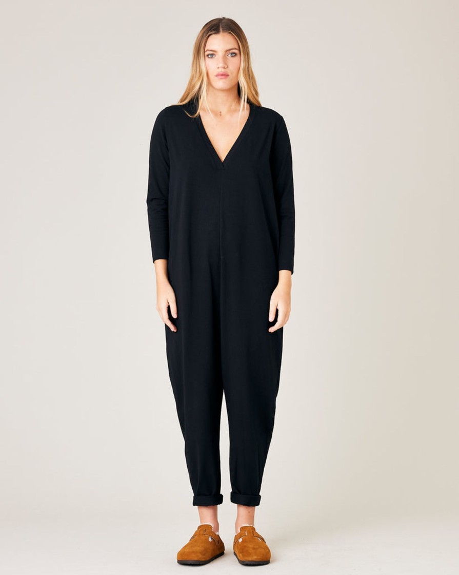 Jumpsuits & Dresses Beyond Nine | Milly Cotton Jersey Jumpsuit With Pockets Black