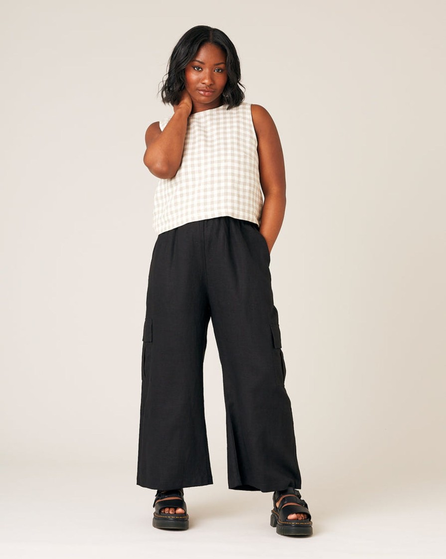 Tops & Bottoms Beyond Nine | Orla Wide Leg Linen Trousers Black