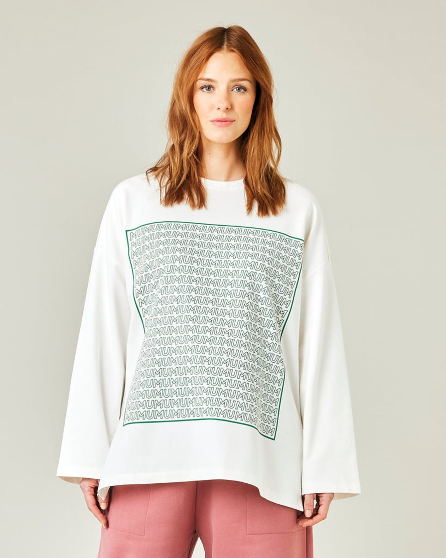 Tops & Bottoms Beyond Nine | Huxley Printed Cotton Jersey Top Off White