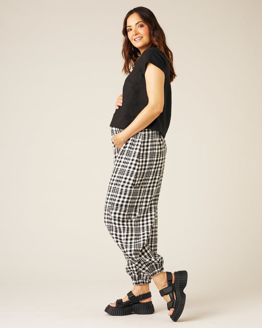 Tops & Bottoms Beyond Nine | Yoli Linen Trousers Mono Check