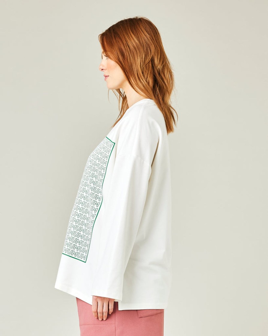 Tops & Bottoms Beyond Nine | Huxley Printed Cotton Jersey Top Off White