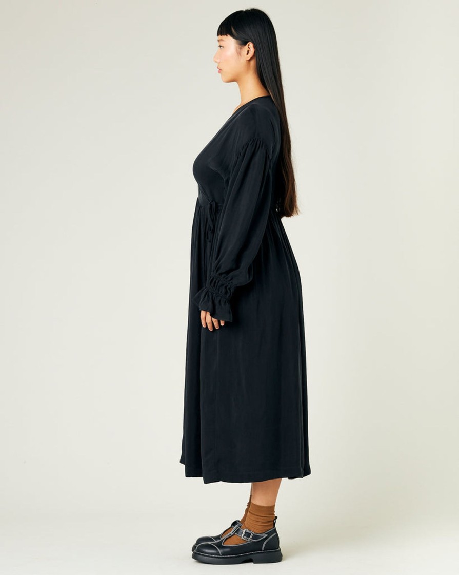 Jumpsuits & Dresses Beyond Nine | Finley Cupro Wrap Dress Black