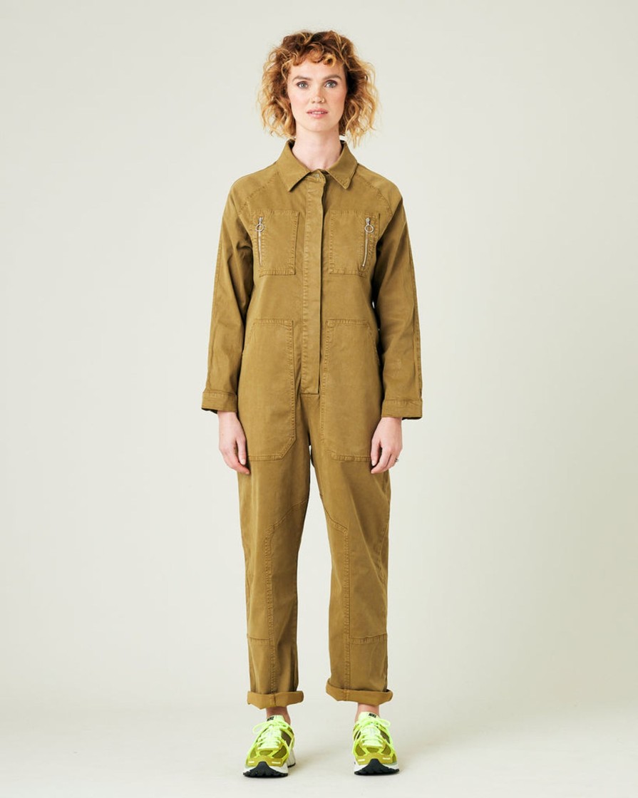 Jumpsuits & Dresses Beyond Nine | Hallie Cotton Coverall Nut Green