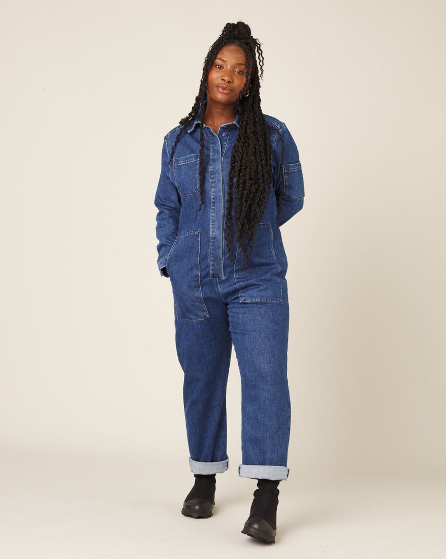 Jumpsuits & Dresses Beyond Nine | Denim Coverall Mid Blue